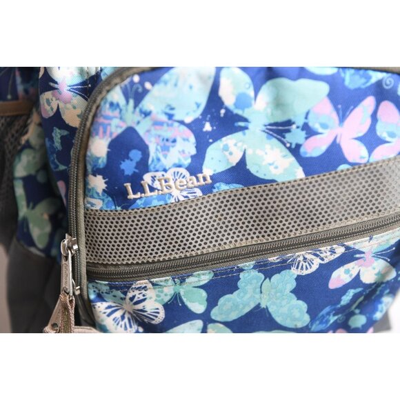 L.L. Bean Kids Multicolored Butterfly Blue Backpack - Picture 3 of 8